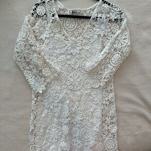 Nightcap by Carisa Rene Victorian Lace Dress Ivory Crochet Dress